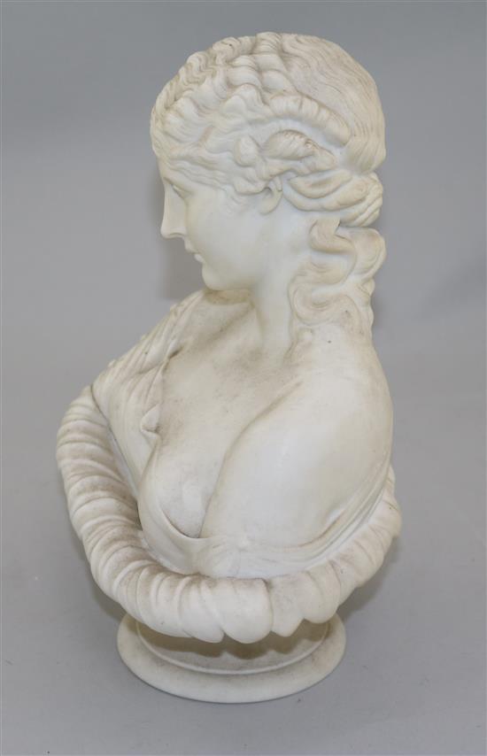 A Victorian parian bust of Clytie, late 19th century, 26.5in.
